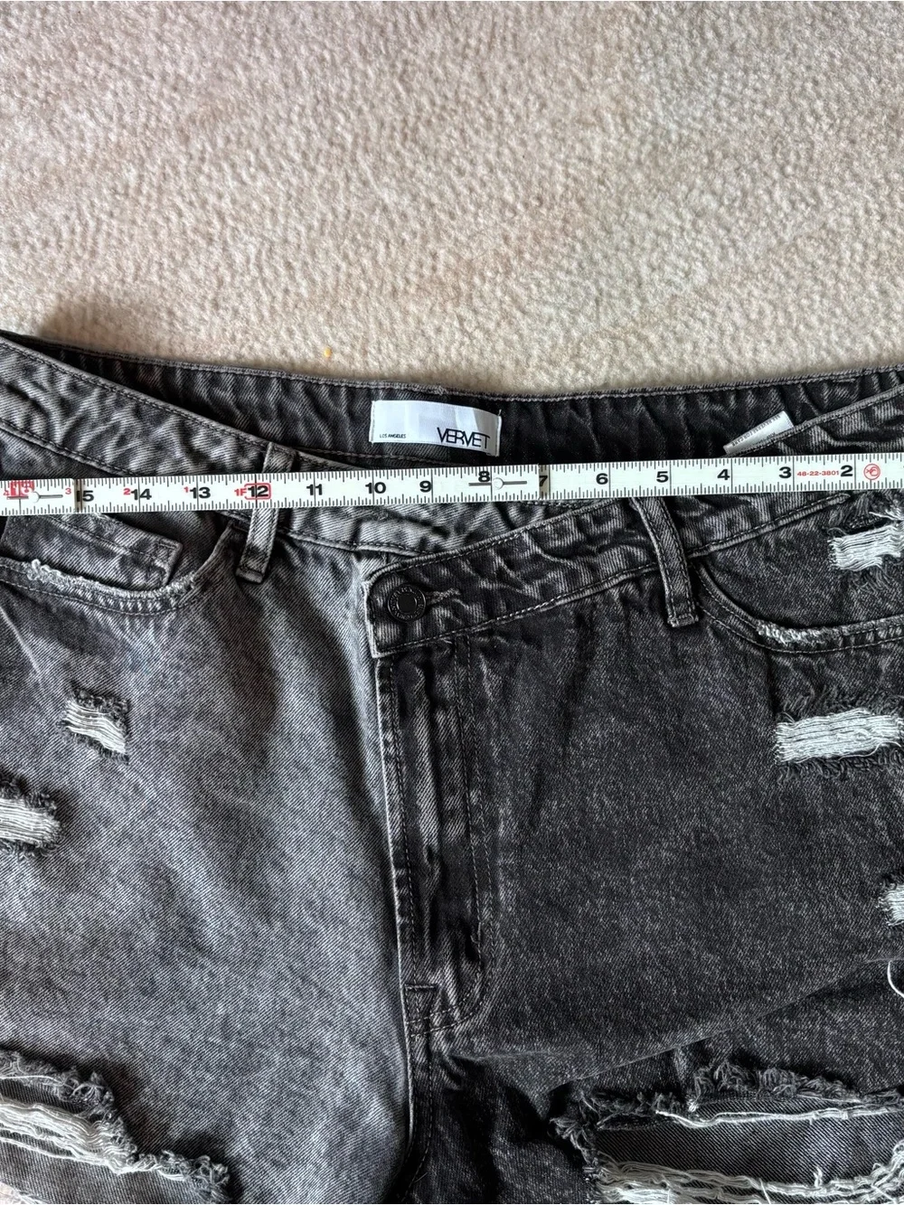 Vervet Black Two-Tone Washed Black Distressed Denim Shorts - Picture 7 of 10
